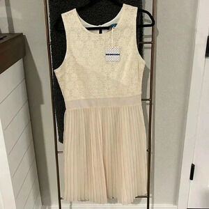 NWT Pim + Larkin Cream Pleated Dress